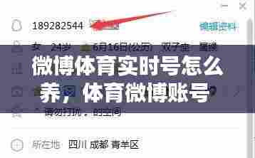 微博体育实时号怎么养，体育微博账号 