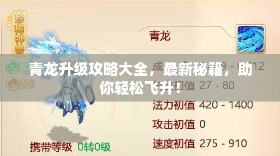 青龙升级攻略大全，最新秘籍，助你轻松飞升！