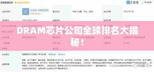 DRAM芯片公司全球排名大揭秘!