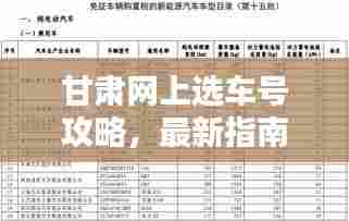 甘肃网上选车号攻略,最新指南助你轻松选号!