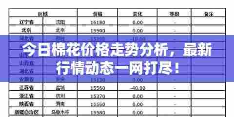 今日棉花价格走势分析,最新行情动态一网打尽!