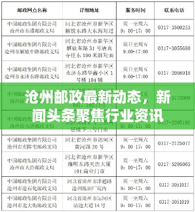 沧州邮政最新动态,新闻头条聚焦行业资讯