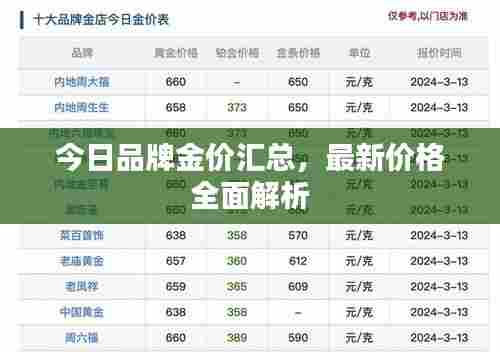 今日品牌金价汇总，最新价格全面解析