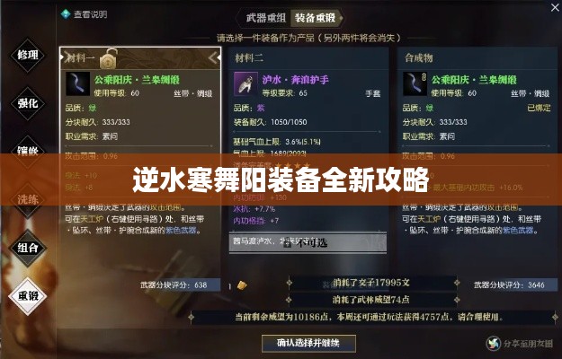 逆水寒舞阳装备全新攻略